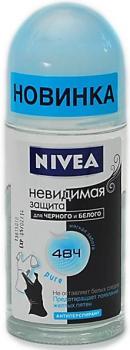 Нивея део ролик невидимая защита пур д/черного и белого 50мл (82234)