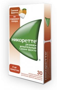 Никоретте жев резинка свежие фрукты 4мг N30